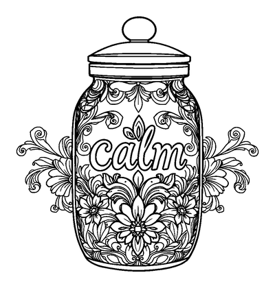 Calm Jar Colouring Page (Adults, Intricate)