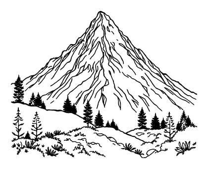 Calm Mountain Colouring Page (Teens, Standard)