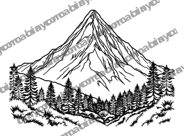Calm Mountain colouring page — free printable for teens