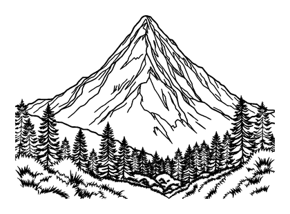 Calm Mountain Colouring Page (Teens, Standard)