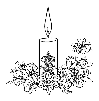 Candle Glow Colouring Page (Adults, Intricate)
