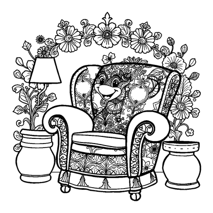 Cosy Armchair Colouring Page (Adults, Intricate)
