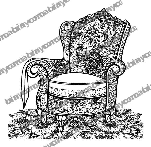 Cosy Armchair colouring page — free printable for adults