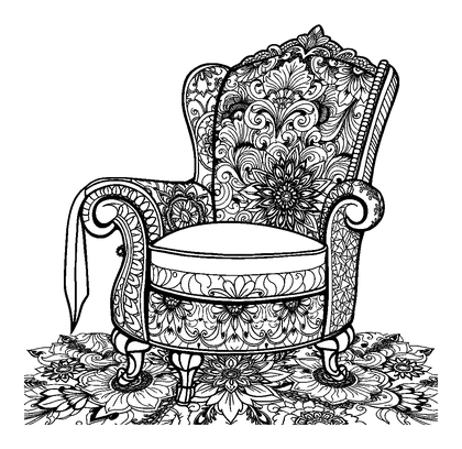 Cosy Armchair Colouring Page (Adults, Intricate)