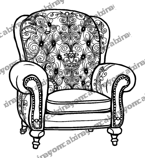 Cosy Armchair colouring page — free printable for adults