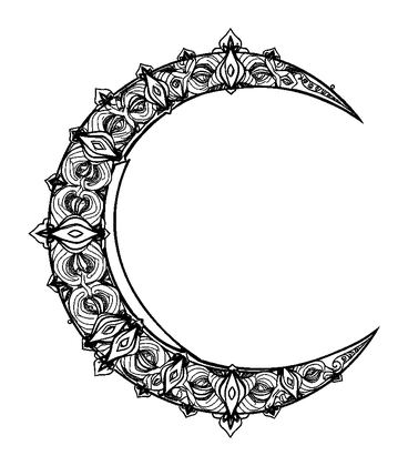 Crescent Moon Calm Colouring Page (Adults, Intricate)