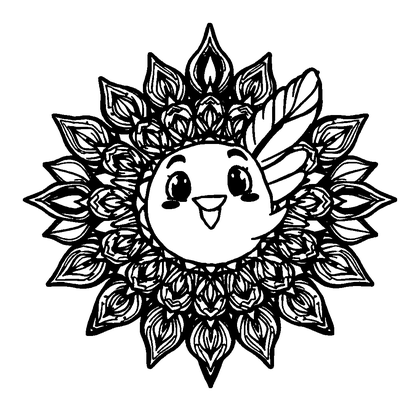 Feather Mandala Colouring Page (Adults, Intricate)