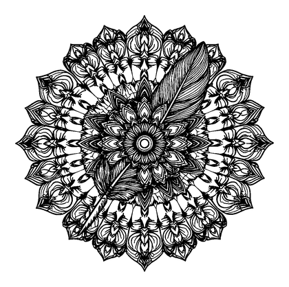 Feather Mandala Colouring Page (Adults, Intricate)