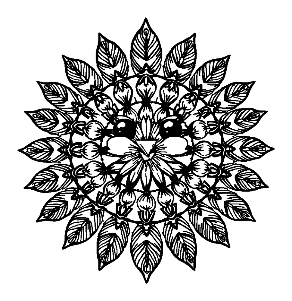 Feather Mandala Colouring Page (Teens, Standard) colouring page