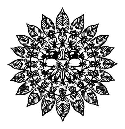 Feather Mandala Colouring Page (Teens, Standard)