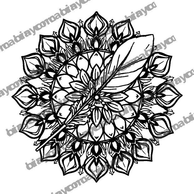 Feather Mandala colouring page — free printable for teens