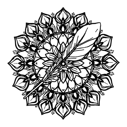 Feather Mandala Colouring Page (Teens, Standard)