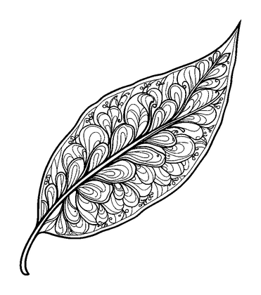 Floating Leaf Colouring Page (Adults, Intricate)