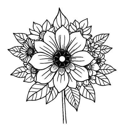 Flower Posy Colouring Page (Adults, Intricate)