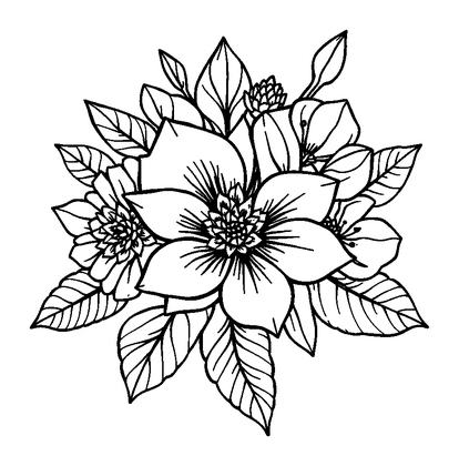 Flower Posy Colouring Page (Adults, Standard)