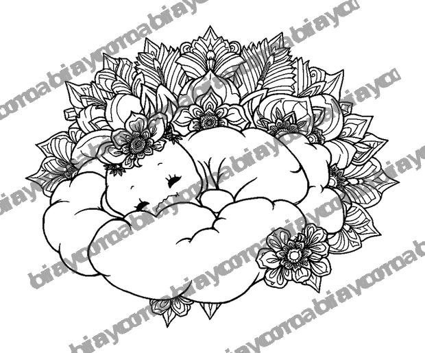 Fluffy Cloud Rest colouring page — free printable for adults