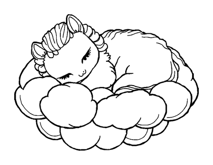 Fluffy Cloud Rest Colouring Page (Adults, Standard)