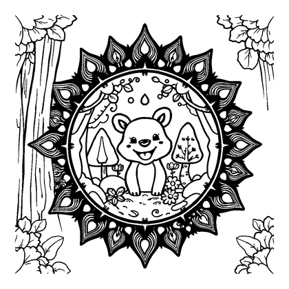 Forest Mandala Colouring Page (Adults, Standard)
