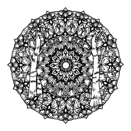 Forest Mandala Colouring Page (Adults, Standard)