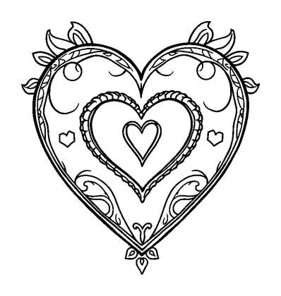 Friendship Heart Colouring Page (Adults, Standard)