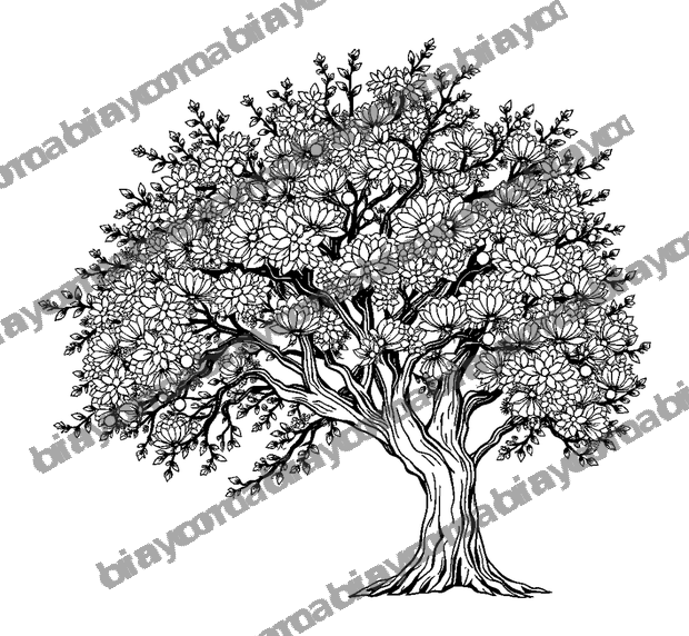 Gentle Breeze Tree colouring page — free printable for adults