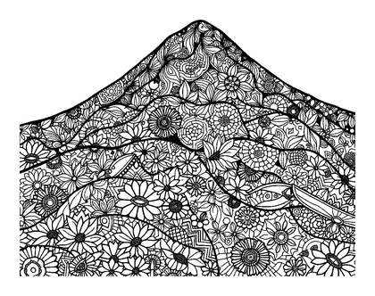 Gentle Hill Colouring Page (Adults, Intricate)