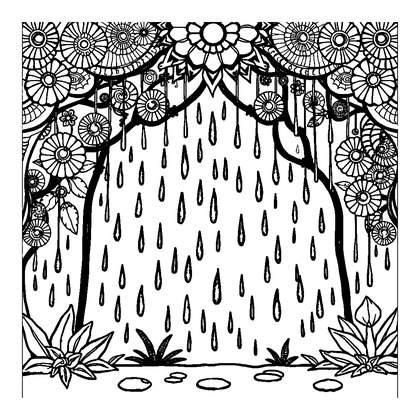 Gentle Rain Colouring Page (Adults, Intricate)
