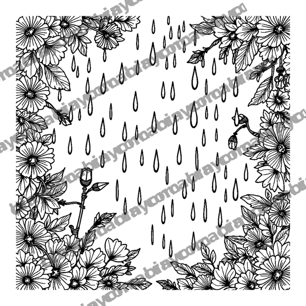 Gentle Rain colouring page — free printable for adults