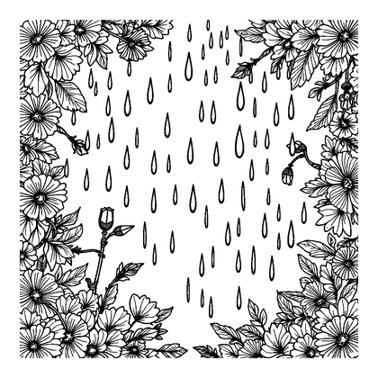 Gentle Rain Colouring Page (Adults, Intricate)