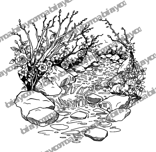 Gentle Stream colouring page — free printable for adults