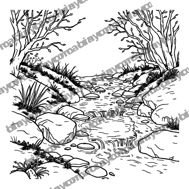 Gentle Stream colouring page — free printable for teens