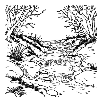 Gentle Stream Colouring Page (Teens, Standard)