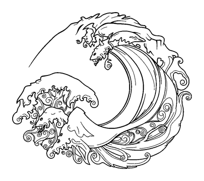 Gentle Wave Colouring Page (Adults, Intricate)