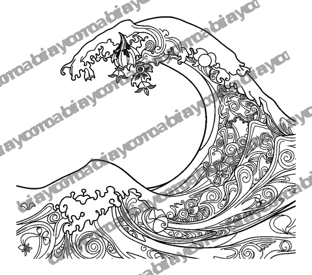 Gentle Wave colouring page — free printable for adults