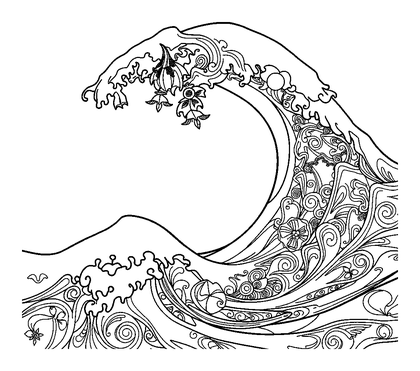 Gentle Wave Colouring Page (Adults, Intricate)