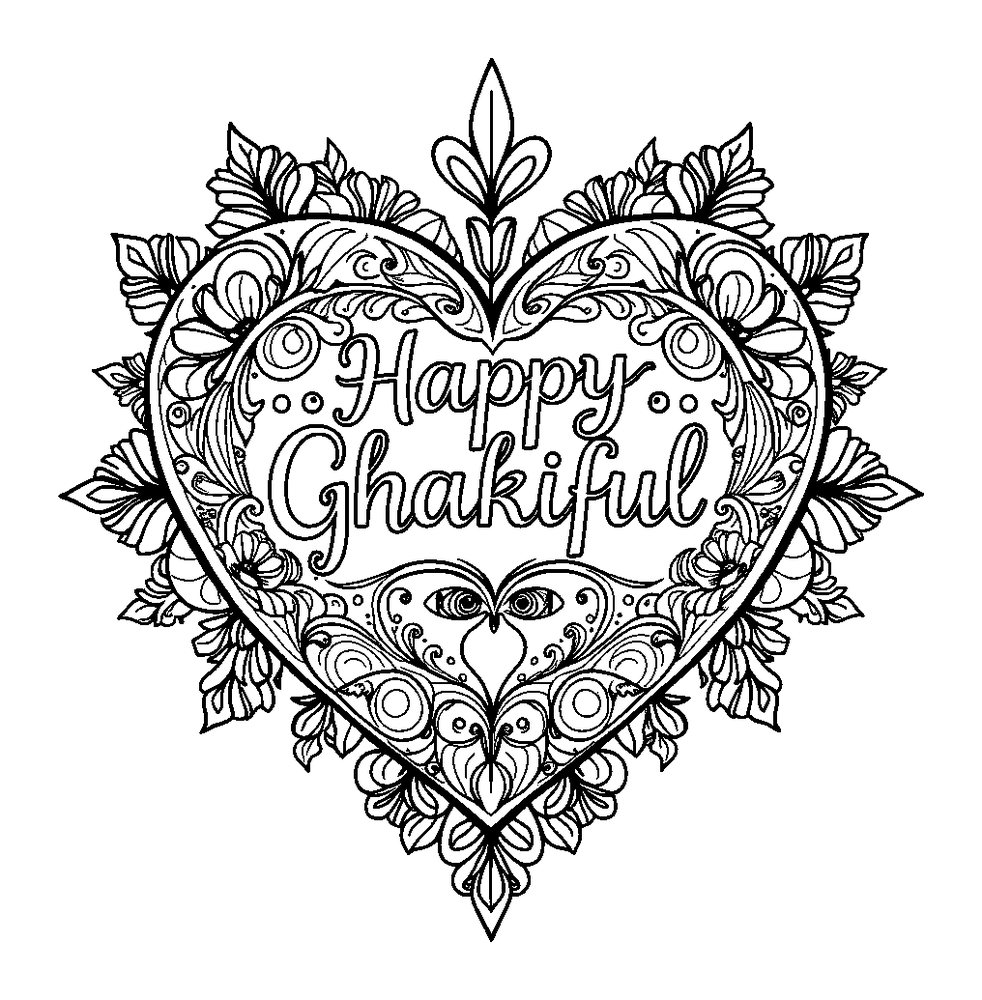 Gratitude Heart colouring page — free printable for adults