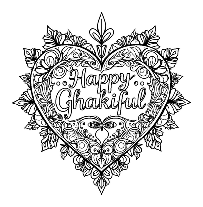 Gratitude Heart Colouring Page (Adults, Intricate)
