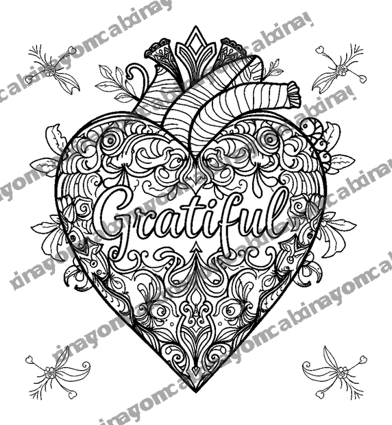 Gratitude Heart colouring page — free printable for adults