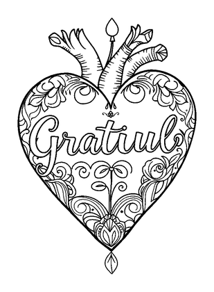 Gratitude Heart Colouring Page (Adults, Standard)