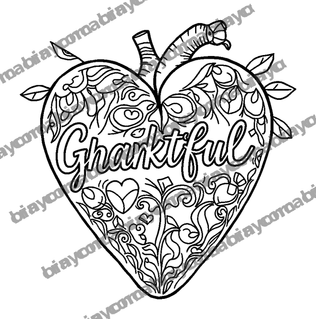 Gratitude Heart colouring page — free printable for teens