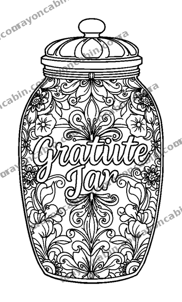 Gratitude Jar colouring page — free printable for adults