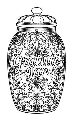 Gratitude Jar Colouring Page (Adults, Intricate)