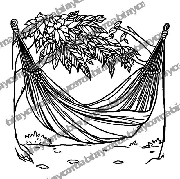 Hammock Rest colouring page — free printable for teens