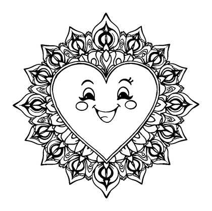 Heart Mandala Colouring Page (Adults, Intricate)