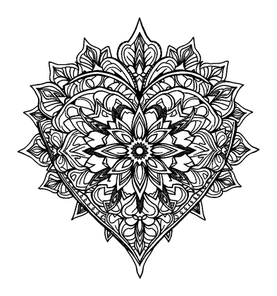 Heart Mandala Colouring Page (Adults, Intricate)