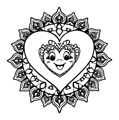 Heart Mandala Colouring Page (Adults, Standard)