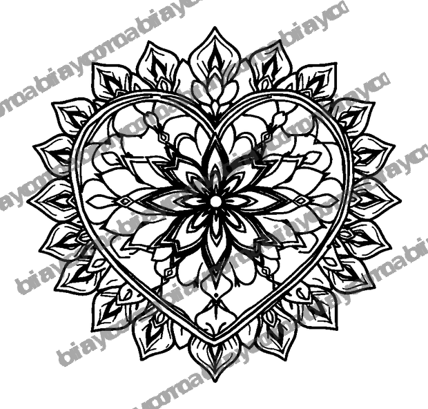 Heart Mandala colouring page — free printable for teens
