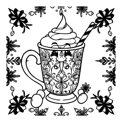 Hot Chocolate Colouring Page (Adults, Intricate)