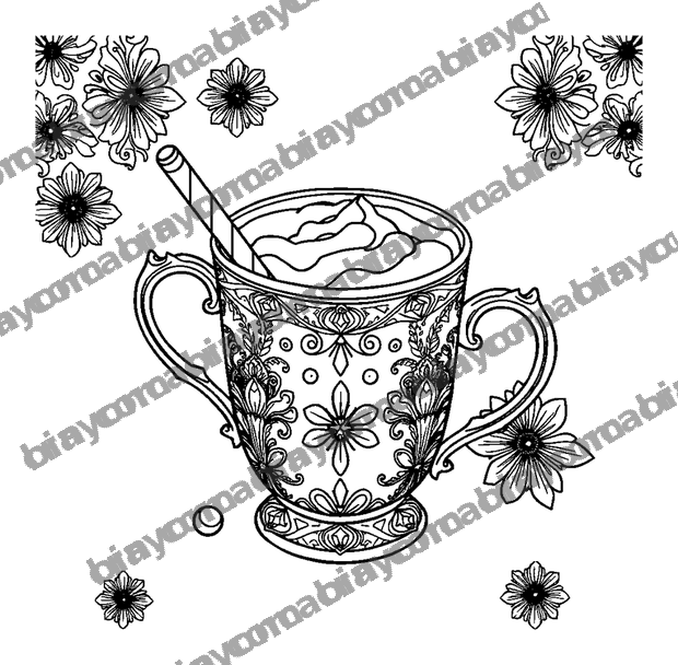 Hot Chocolate colouring page — free printable for adults