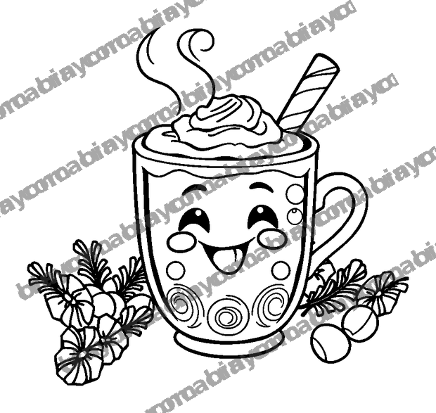 Hot Chocolate colouring page — free printable for adults